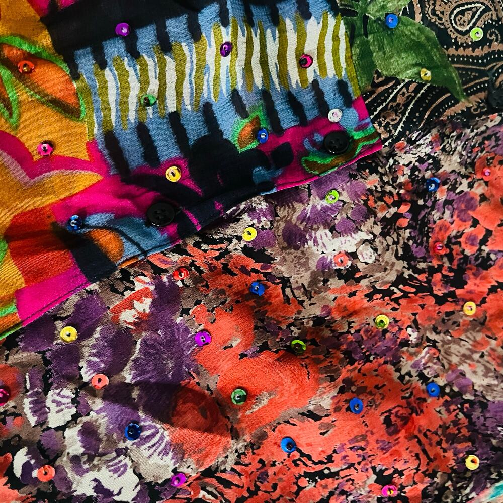 Zero Zero Vintage Beaded Mixed Media Patch Maxi D… - image 3